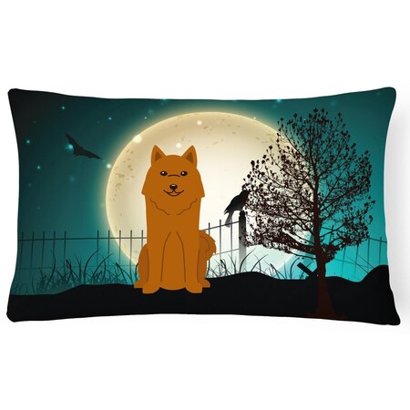 Carolines Treasures Halloween Scary Karelian Bear Dog Canvas Fabric Decorative Pillow BB2212PW1216